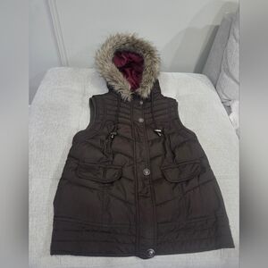 Mossimo Supply Co. Brown Hooded Puffer Vest Sz.Medium